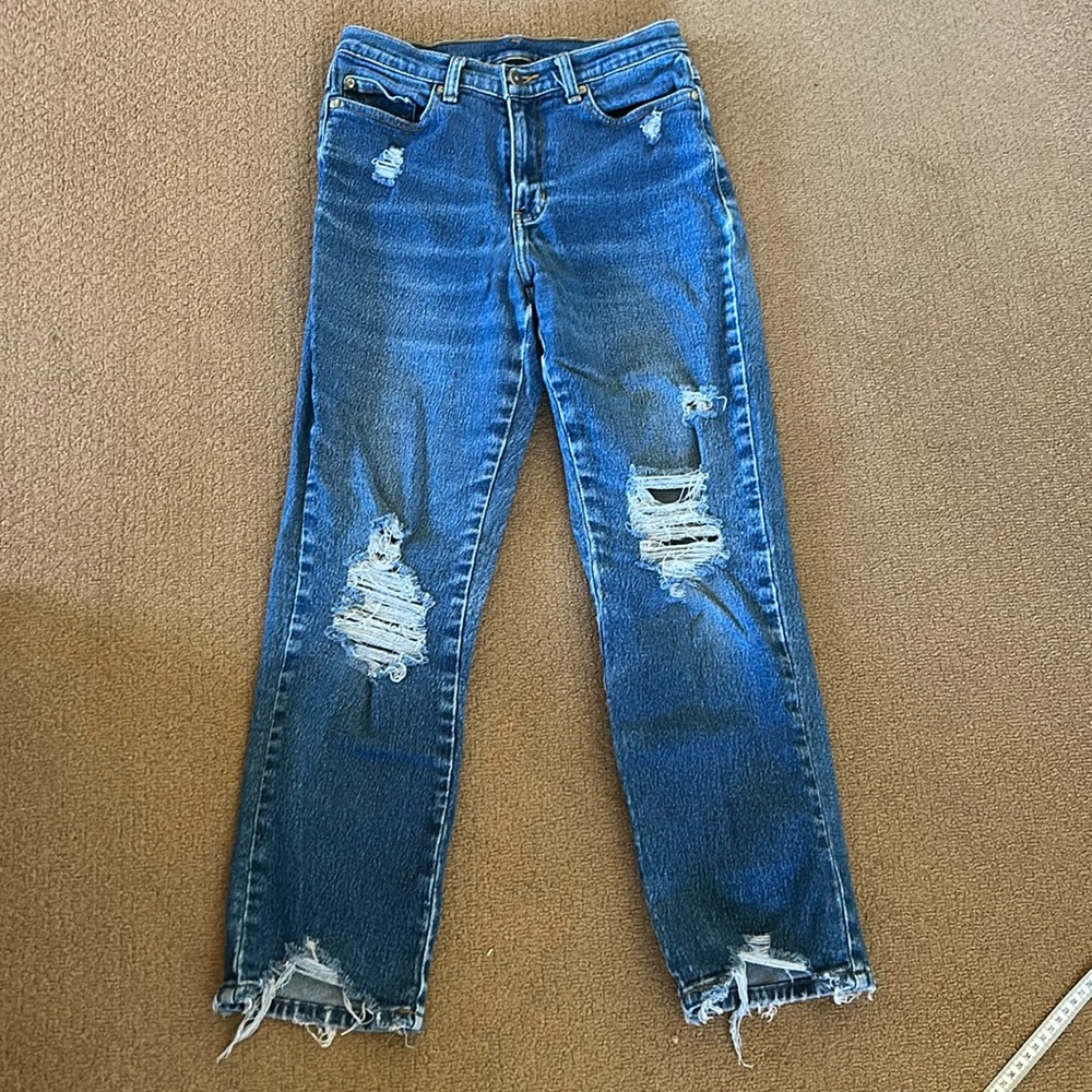 Distressed ankle jeans, size 6, 26”inseam